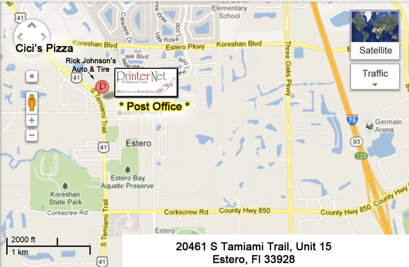 map for PrinterNet Cafe
